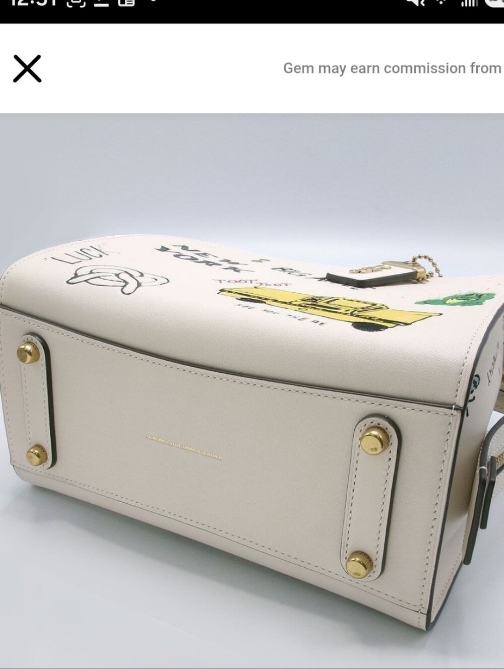Coach Rogue 25 NYC Sketch Print Leather Satchel Crossbody Bag Chalk White - Picture 14 of 16